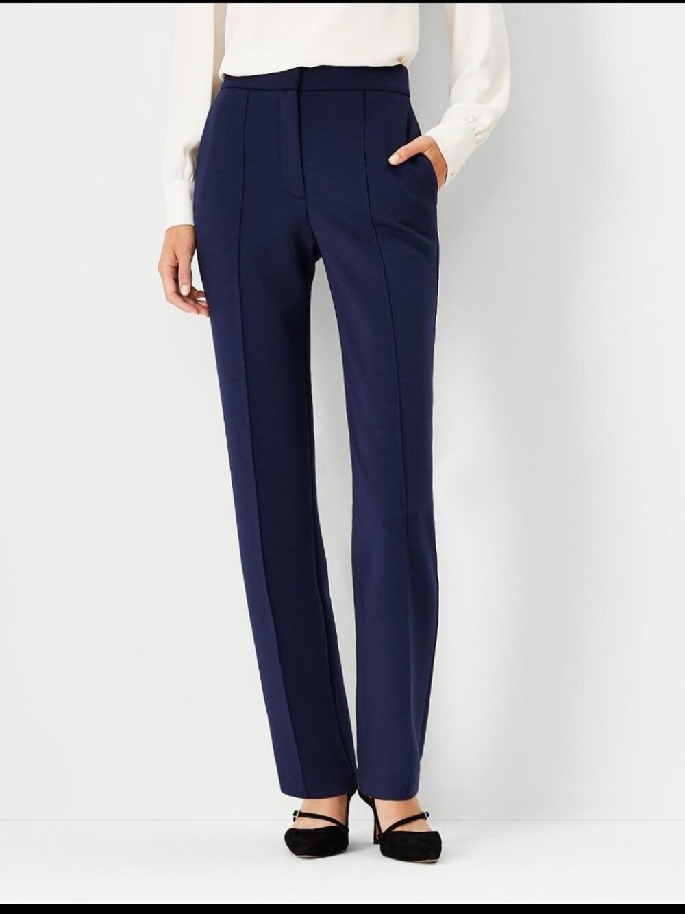 Ann Taylor Blue Double Knit Straight Leg Dress Pants size 10